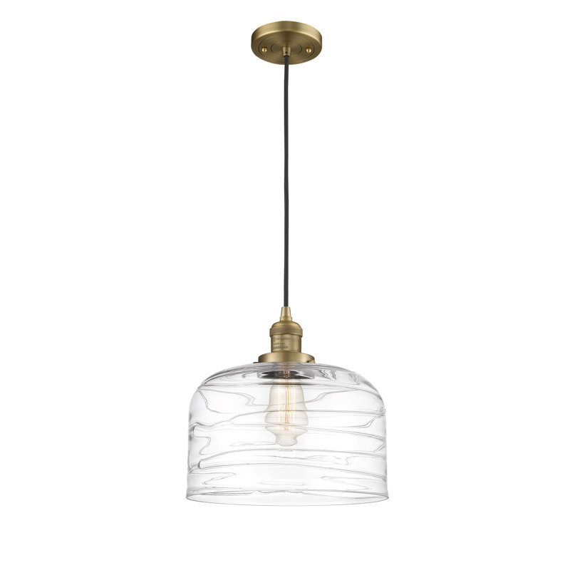 Luminaire suspendu en forme de dôme à 1 lumière Bloomburg, Laiton brossé