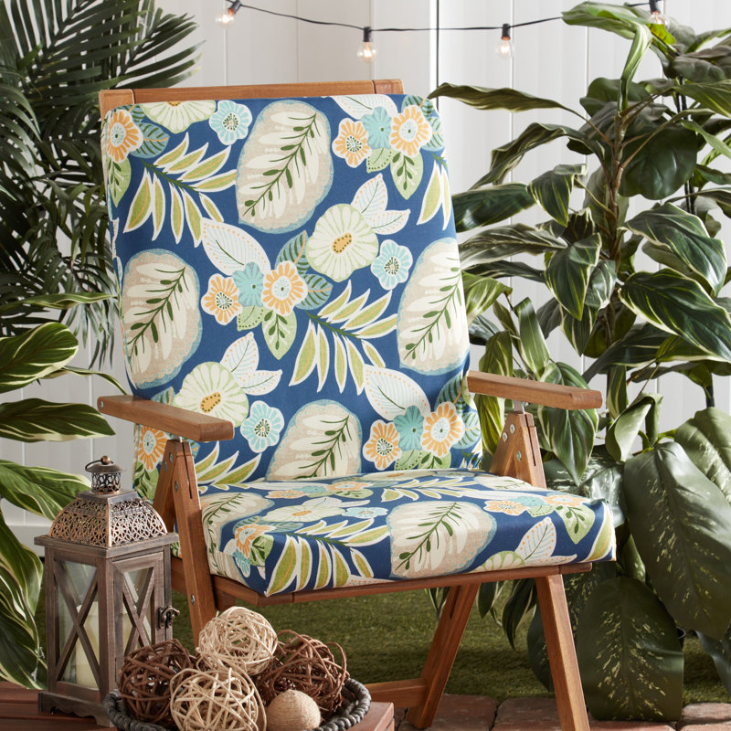 High Back Dining Chair Pad, Marlow Blue Floral