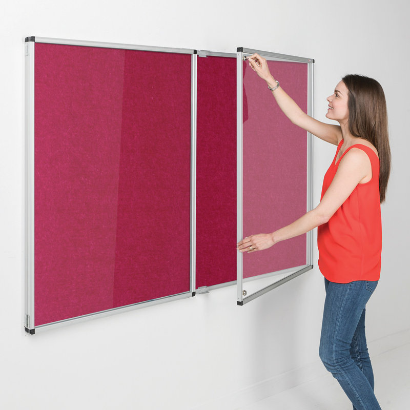 Wall Mounted Bulletin Board, Raspberry, 120cm H x 240cm W