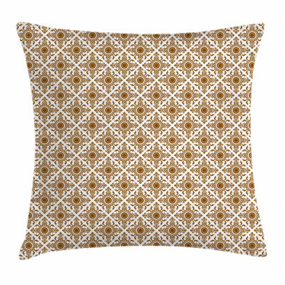 Ambesonne Ethnic Throw Pillow Cushion Cover, Thai Mosaic Art Culture Abstract Lines Dots Pattern Folk Design, Decorative Square Accent Pillow Case