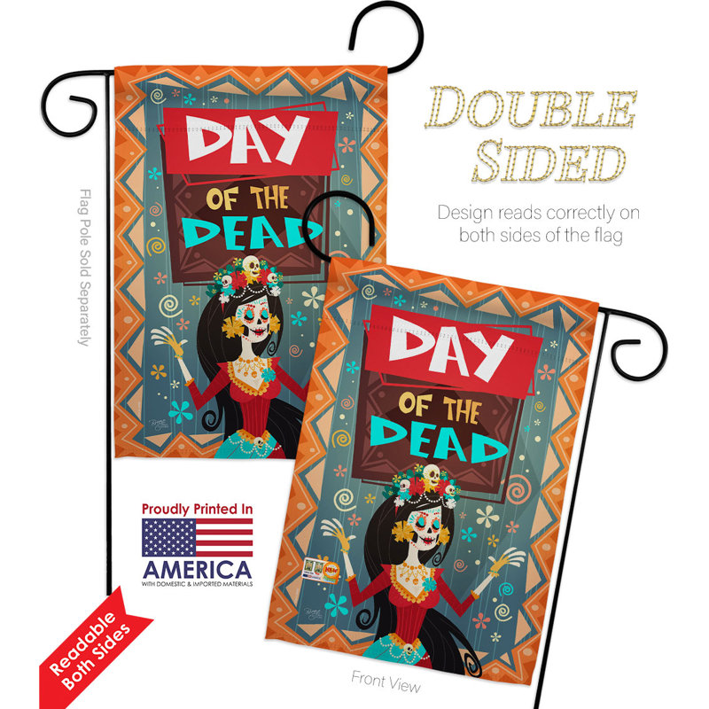 Drapeau de jardin en polyester 18,5 x 13 po Day of Dead