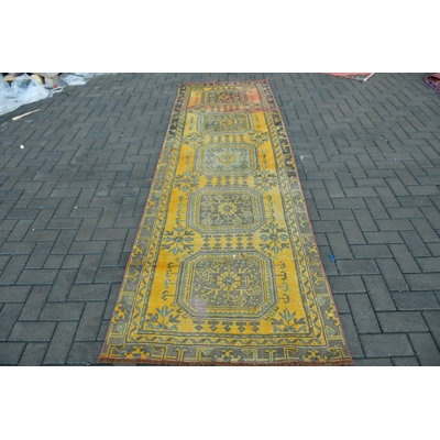 Tapis de couloir turc rétro tissé à la main, idéal pour les couloirs et les espaces étroits dans un décor traditionnel