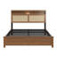 Structure de lit grand avec tête de lit en rotin et lampe de lecture à DEL intégrée, lit plateforme moderne avec tablette de rangement, aucun sommier nécessaire-603751174