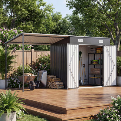 Pergola en métal avec toit incliné l 13 pi x P 4 pi