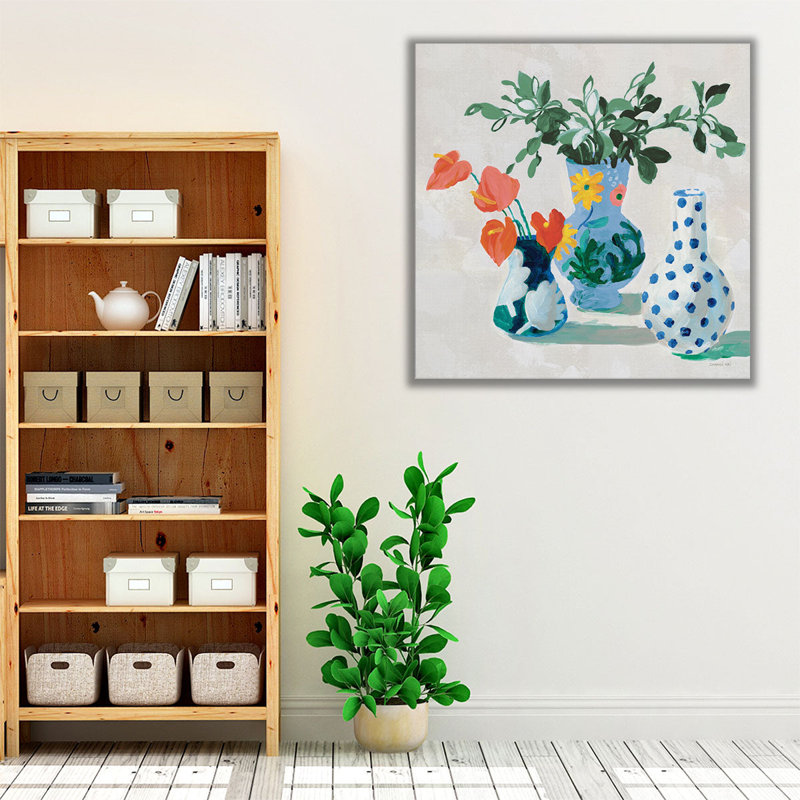Bungalow Vases Green - reproduction d'art sur toile, H 30 po x l 30 po