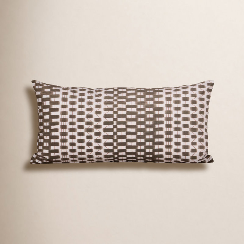 Coussin décoratif géométrique, Vert, Polyester, Rectangle H 14 po x l 26 po