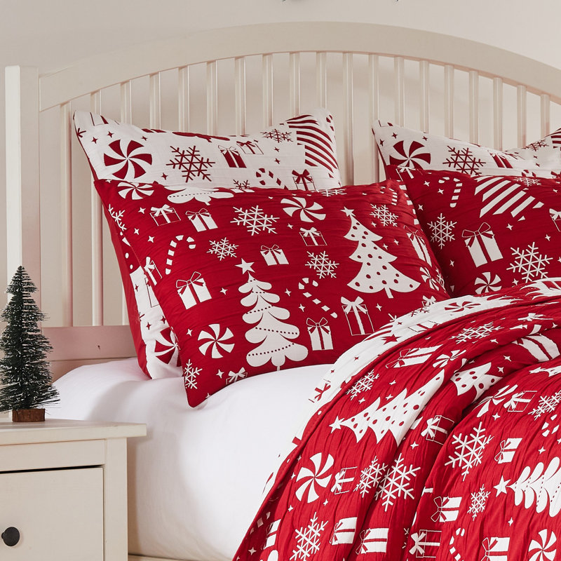 Greenland Home Fasions Peppermint Party Red King Sham, 20x36, King