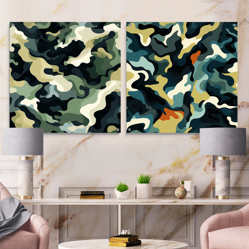 Crysal - Ensemble de 2 peintures murales abstraites en acrylique, H 16 po x l 33 po