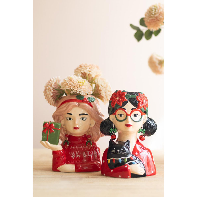 ENSEMBLE DE DEUX VASES DE NOEL EN CÉRAMIQUE # 2