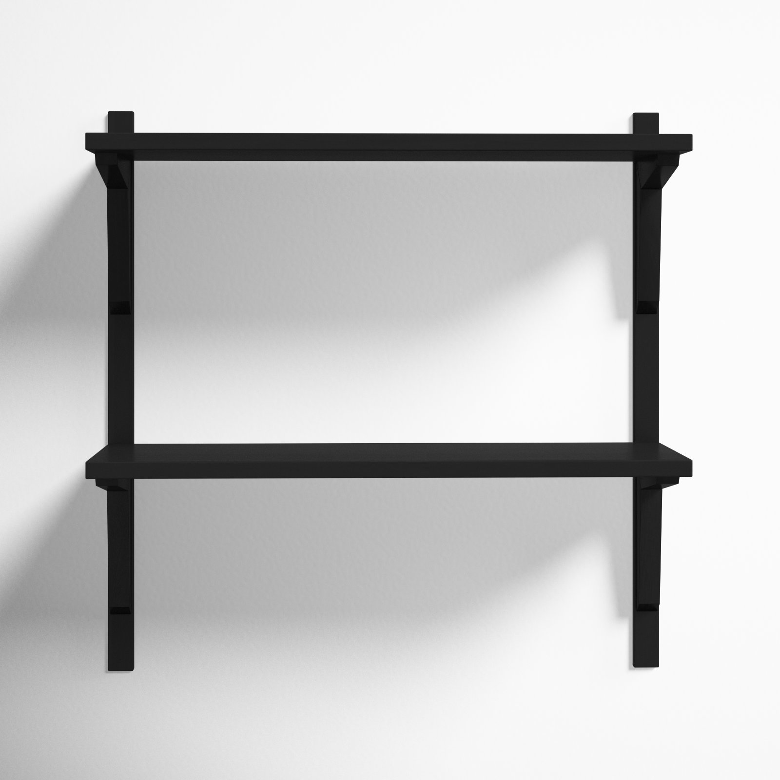 Baez Poplar Solid Wood Wall Shelf, Black