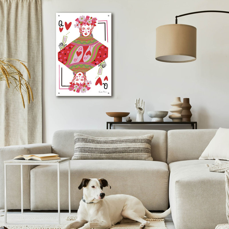  «Queen of Hearts» par Farida Zaman, art mural en verre acrylique, 24 po x 36 po, H 36 po x l 24 po