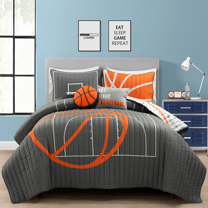 Quilt, Queen Quilt + 2 Standard Shams + 2 Throw Pillows, Charcoal