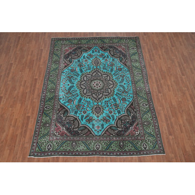 Tapis traditionnel floral turquoise 8 x 11
