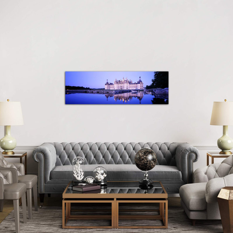 Chateau De Chambord at Dusk, Loire Valley, France 1 Piece Wrapped Canvas Panoramic Wall Art