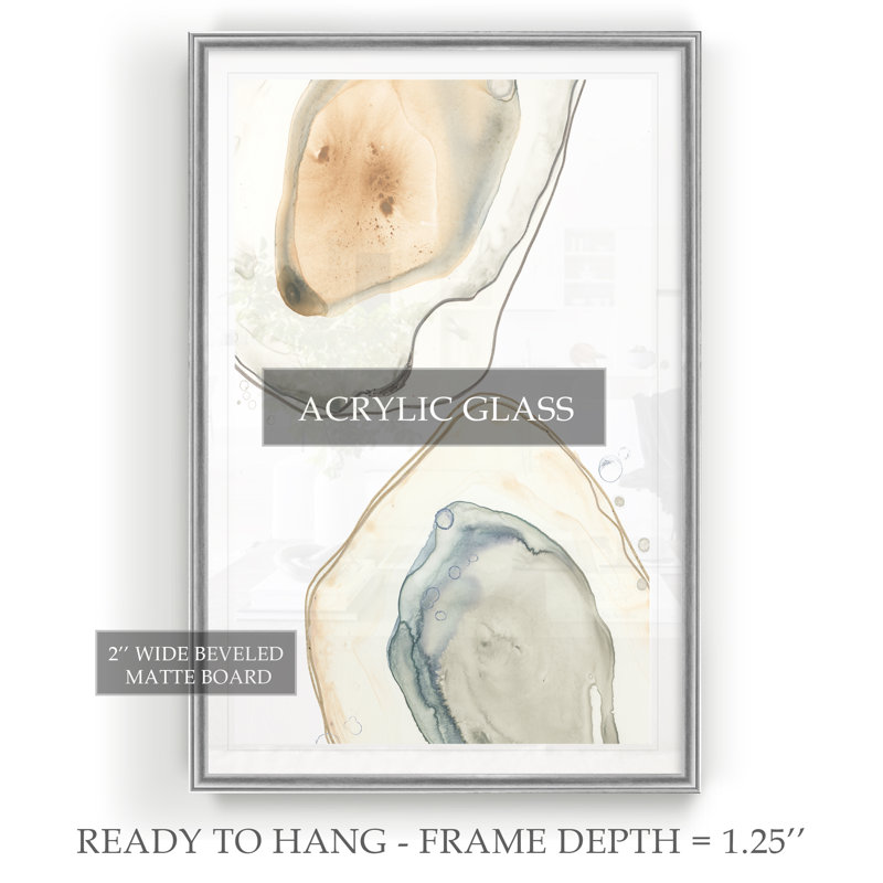 «Ocean Oysters III», reproduction sur toile, H 26,5 po x l 36,5 po, Impression encadrée, Argent argent