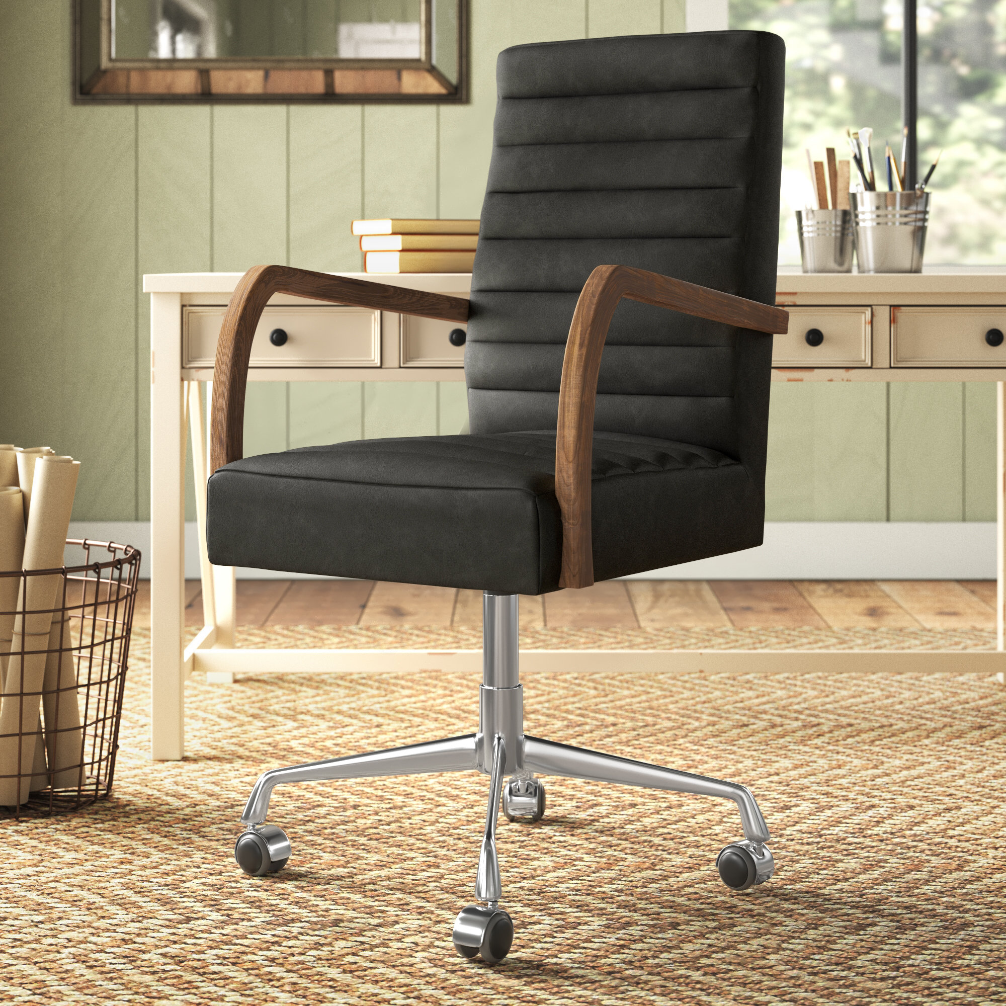 Swivel Office Chair, Smoky Black