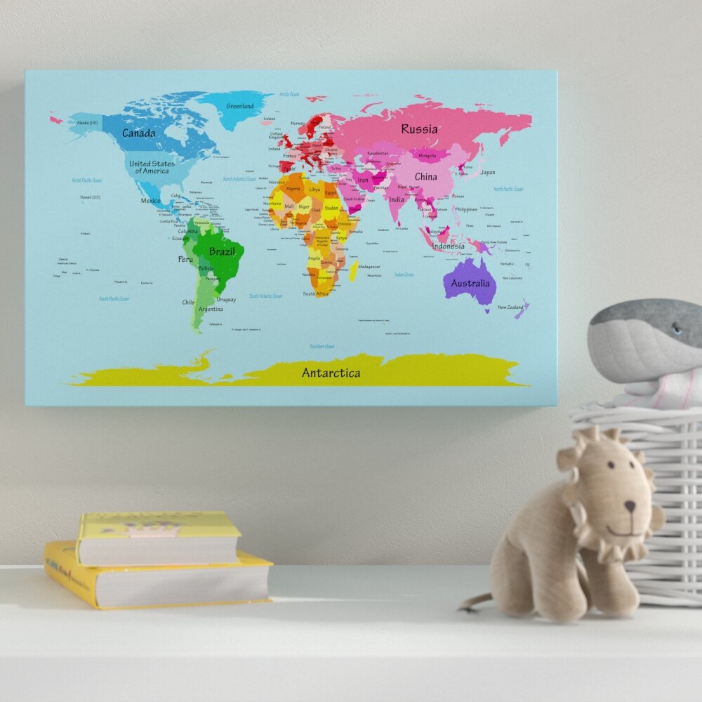 Zoomie Kids 'World Map for Kids' Canvas Art & Reviews | Wayfair