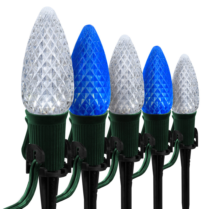 50-Foot Blue and White LED Pathway Lights with Stakes