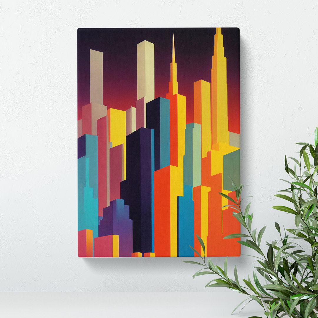 Breathtaking City Skyline Abstract - Wrapped Canvas