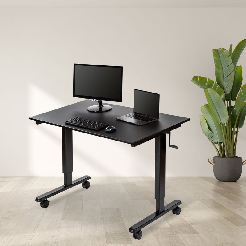 Bureau debout à hauteur ajustable Fontclair, H 32,5 po x l 47,25 po x P 29,5 po, Noir / Noir