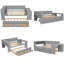 Lit de jour double avec bureau intégré et station de charge - Canapé-lit de rangement long de 103 po - Gris-1749011979