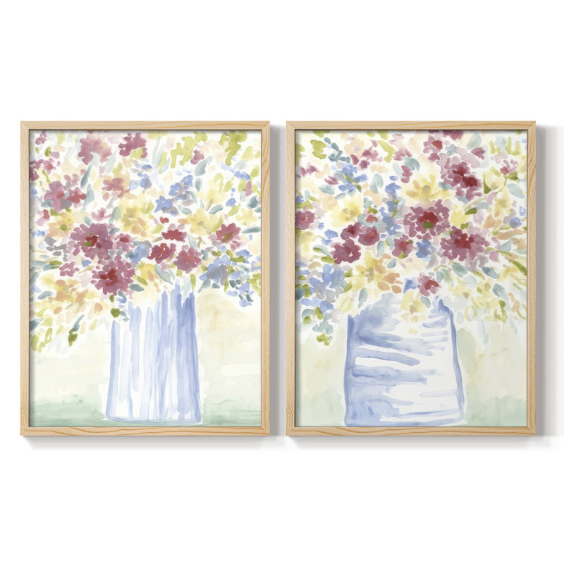 «Country Meadow Bouquet I», reproduction encadrée de qualité supérieure - prête à être accrochée - aucun clou requis - aucun clou requis