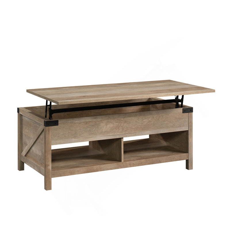 Table basse à plateau relevable, finition brune