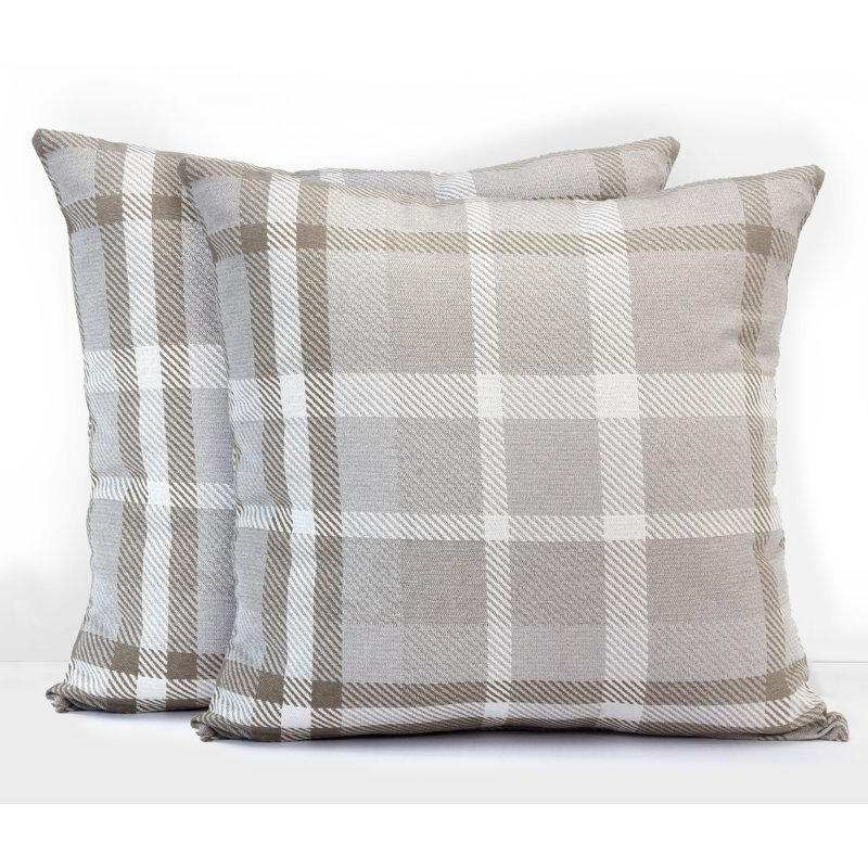 Housse de coussin d'extérieur carré Pacifica, Chanvre Tartan, 24 po x 24 po