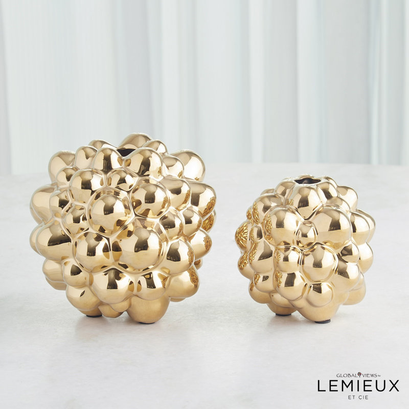 Bubble Vase, Bright Gold, 5.25" H x 5.25" W x 5.25" D