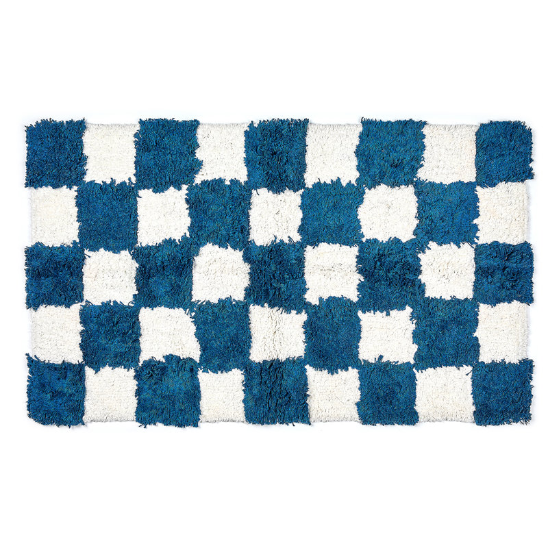 Checkerboard Bath Rug, Navy