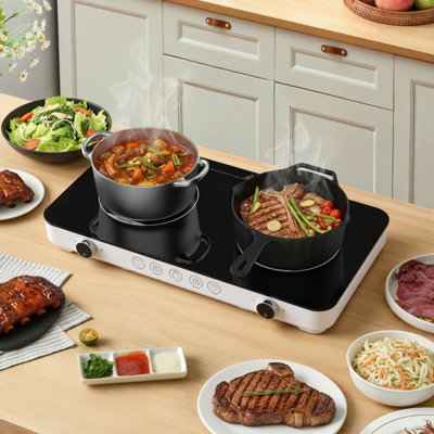 Double Induction Cooktop Burner,1800w Portable Induction Cooktop With 8 Temp & Power Levels, Kids Lock & Timer,portable Induction Cooker With 2 Burner Independent Control,ultrathin Body