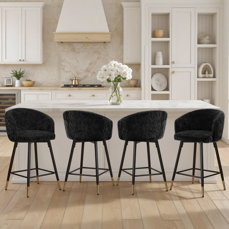 Tabouret de bar et de comptoir pivotant 26 po avec structure en métal, Noir