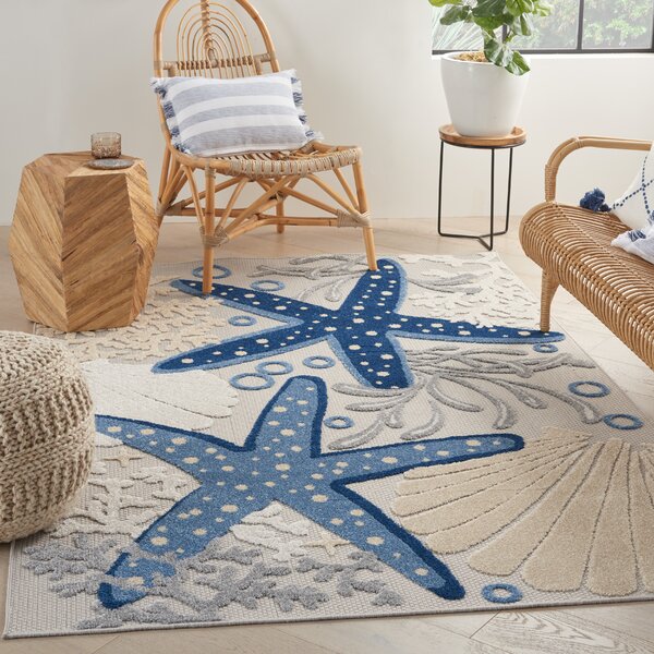 Life's A Beach Starfish Doormat 18 x 30 Extra Thick Handwoven, Durable