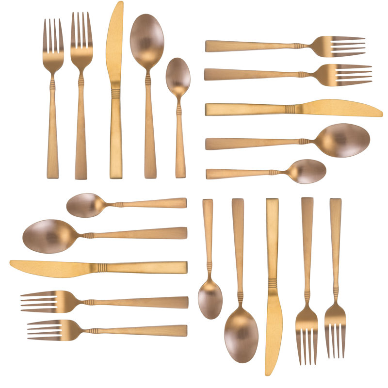 Ensemble de couverts 20 pièces, service pour 4, Rose mat