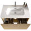 Ensemble de meuble-lavabo mural flottant rayé avec lavabo en céramique blanc pré-assemblé Etna-527908424