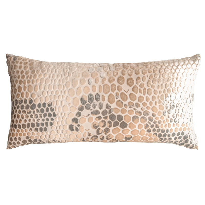 Lumbar Velvet Pillow Cover & Insert, 12"H x 24"W, Latte