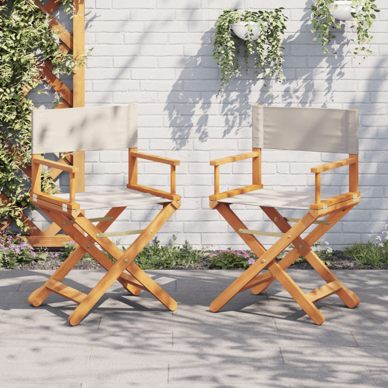 Montclus Folding Garden Chairs Dark Grey Fabric, Cream White