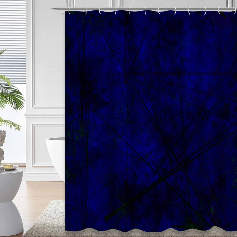 Rideau de douche foncé à lignes droites triangulaires bleues avec 12 crochets, L 72 po x l 72 po