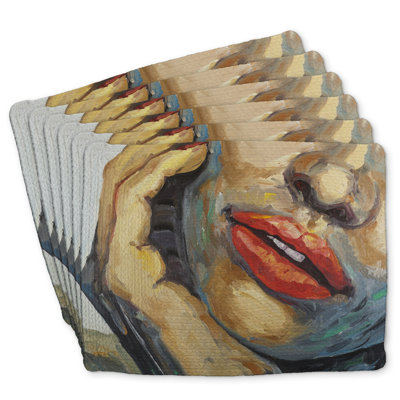Braided Polyester Placemats Set of 6 - Irresistible Lips Decor
