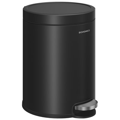Bathroom Trash Can, 1.6 Gallon (6 L) Small Toilet Garbage Bin With Lid, Soft-Close, Stainless Steel, Pedal, Inner Bucket, Bedroom