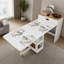 Table à manger extensible, îlot de cuisine avec meuble de rangement et prise électrique-870752337