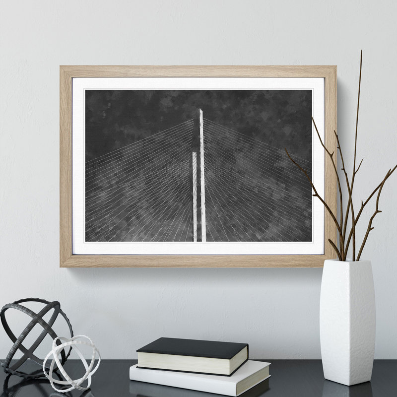Zolotoy Most Bridge in Russia - Picture Frame Painting, 36cm H x 48cm W x 2cm D, Oak