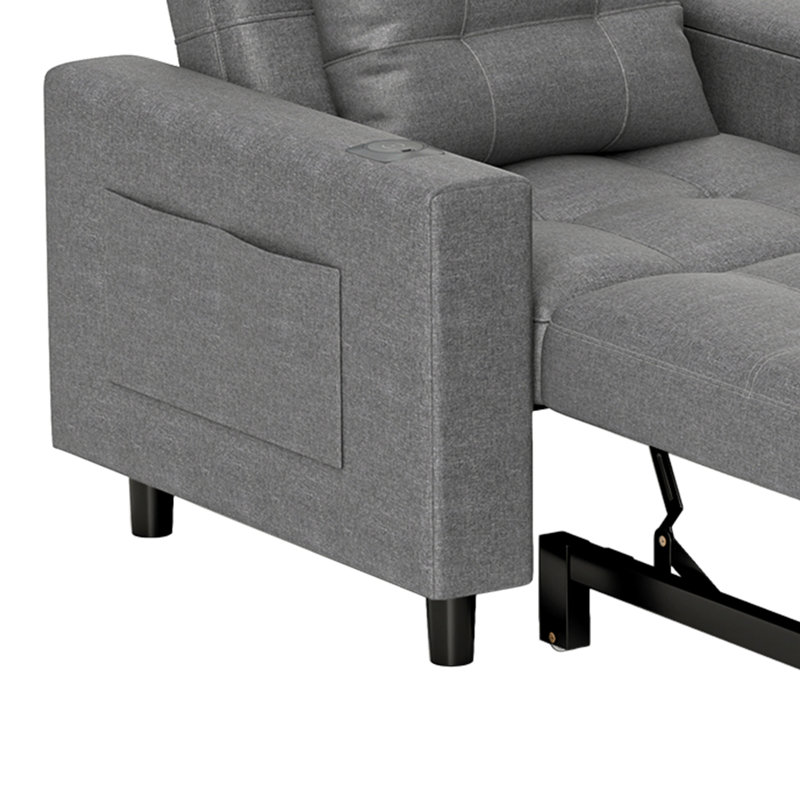 Canapé-lit convertible 3-en-1 Ebern Designs, Gris foncé