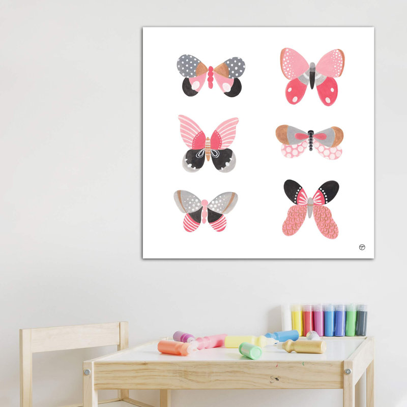 6 papillons art, H 48 po x l 48 po x P 1,5 po, Toile tendue