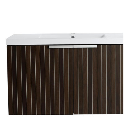 Armoire de salle de bain 24 po avec lavabo en résine, portes, fixation flottante, pour petite salle de bain