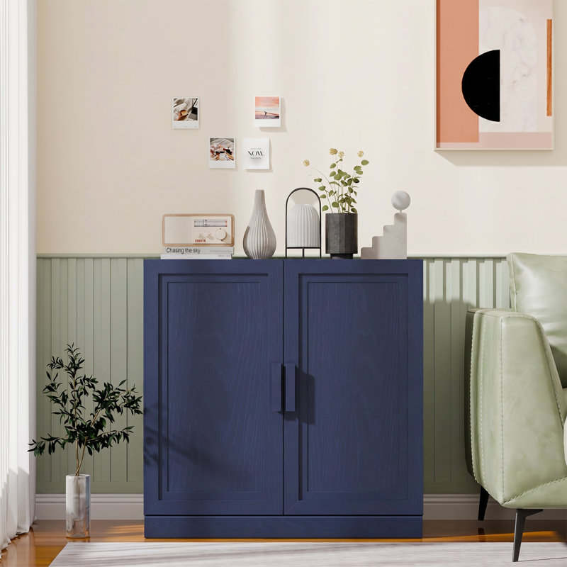 Armoire de rangement moderne à 2 portes avec tablettes réglables 31 po, L 31 po x H 31 po, Marine