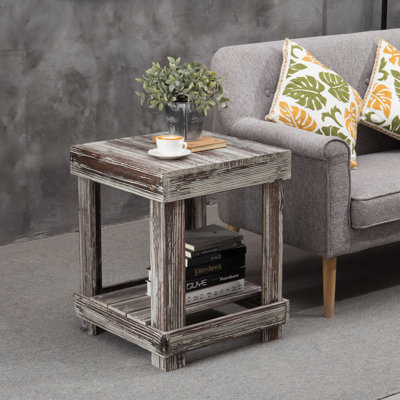 2 Tier Solid Wood Accent End Table