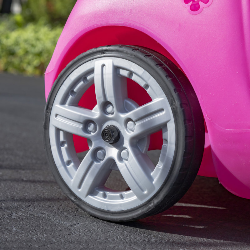 Pink Toddler Push Car with Steering Wheel and Seat Belt