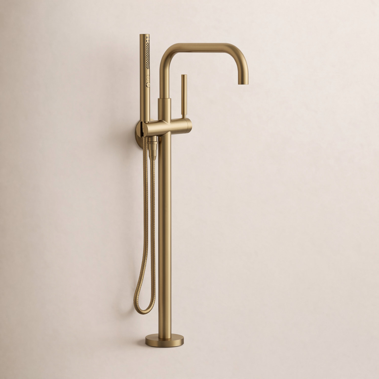 Purist Freestanding Bath Filler Trim, Vibrant Brushed Moderne Brass