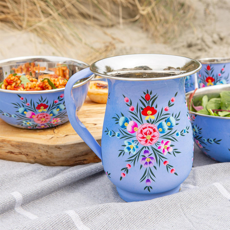 Cotton Pansy 1.7L Stainless Steel Picnic Water Jug - By BillyCan, Ocean